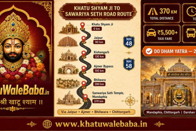 खाटू श्याम जी से सांवरिया सेठ — 370 km | NH 48 + NH 58 | Jaipur → Kishangarh → Ajmer → Bhilwara → Mandaphia | KhatuWaleBaba.in