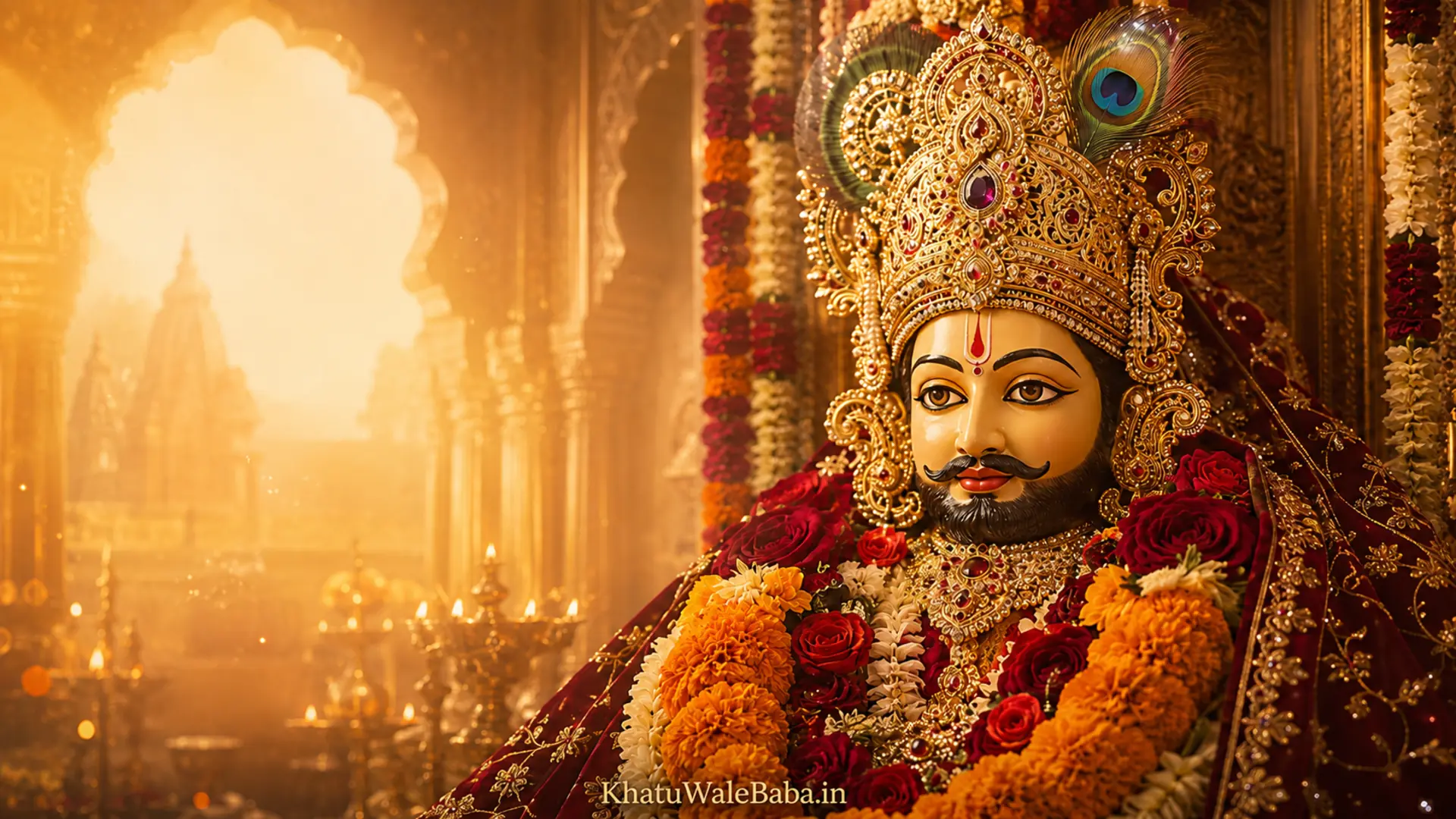 Khatu Shyam Ji Golden Desktop Wallpaper HD