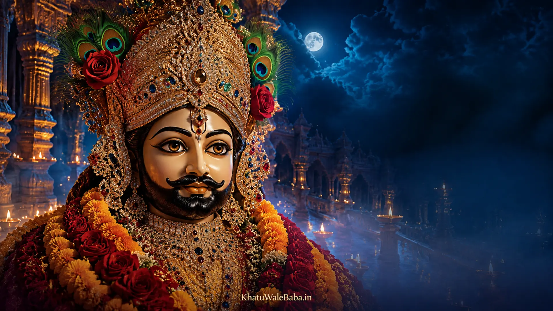 Khatu Shyam Ji Moonlight Desktop Wallpaper