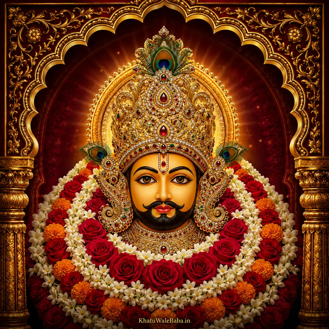 Khatu Shyam Ji Maroon Gold Image HD
