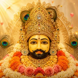 केसरिया और गोल्ड रंग में खाटू श्याम जी HD फोटो