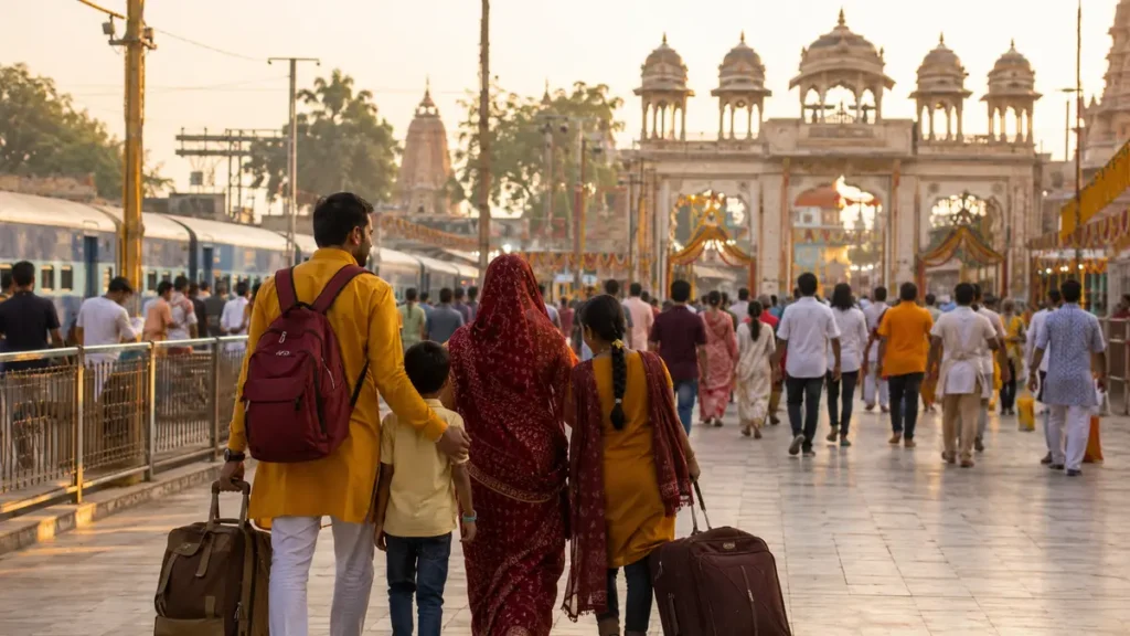 जन्माष्टमी पर खाटू श्याम यात्रा के लिए मंदिर की ओर जाते परिवार और रींगस यात्रा का भक्तिमय दृश्य