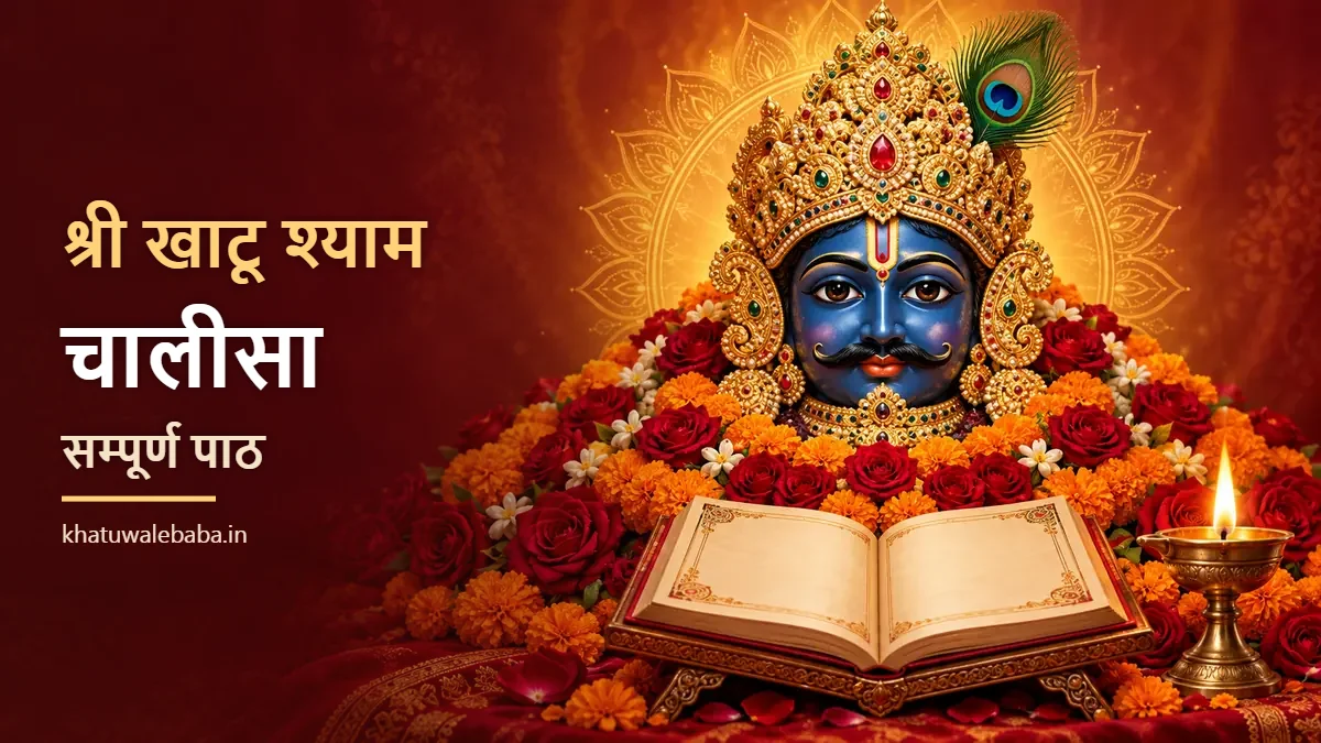 श्री खाटू श्याम चालीसा सम्पूर्ण पाठ — बाबा श्याम का शीश स्वरूप, खुली चालीसा पुस्तक और दीपक